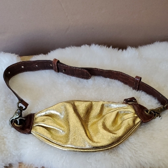 Furla Handbags - Furla Gold and Brown Crossbody Bag